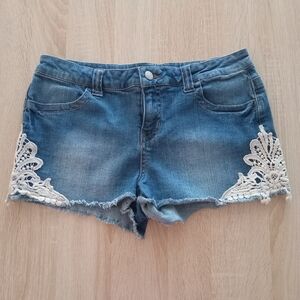 Women's Denim Shorts with Lace Trim Y2K